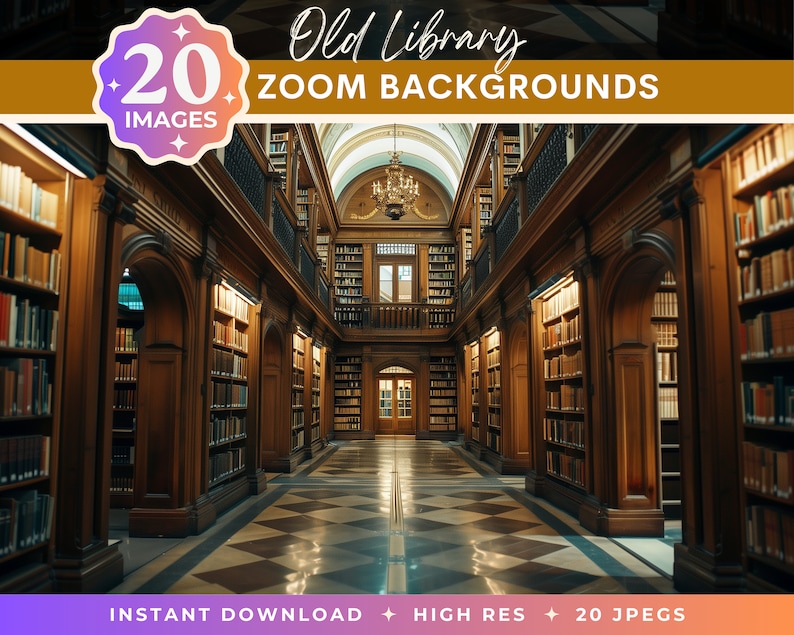 Old Library Zoom Backgrounds: Professional Virtual Meeting Backdrop ...