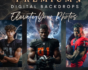 Football Lightning Digital Backgrounds: 50 Sports Photography Backdrops for Senior Composites