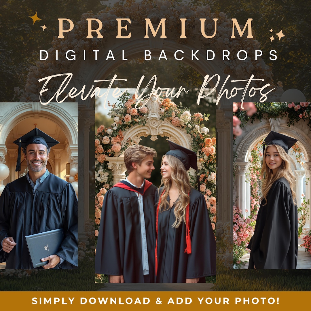Senior 2026 White Marble Arch Graduation Backgrounds: 50 Elegant ...