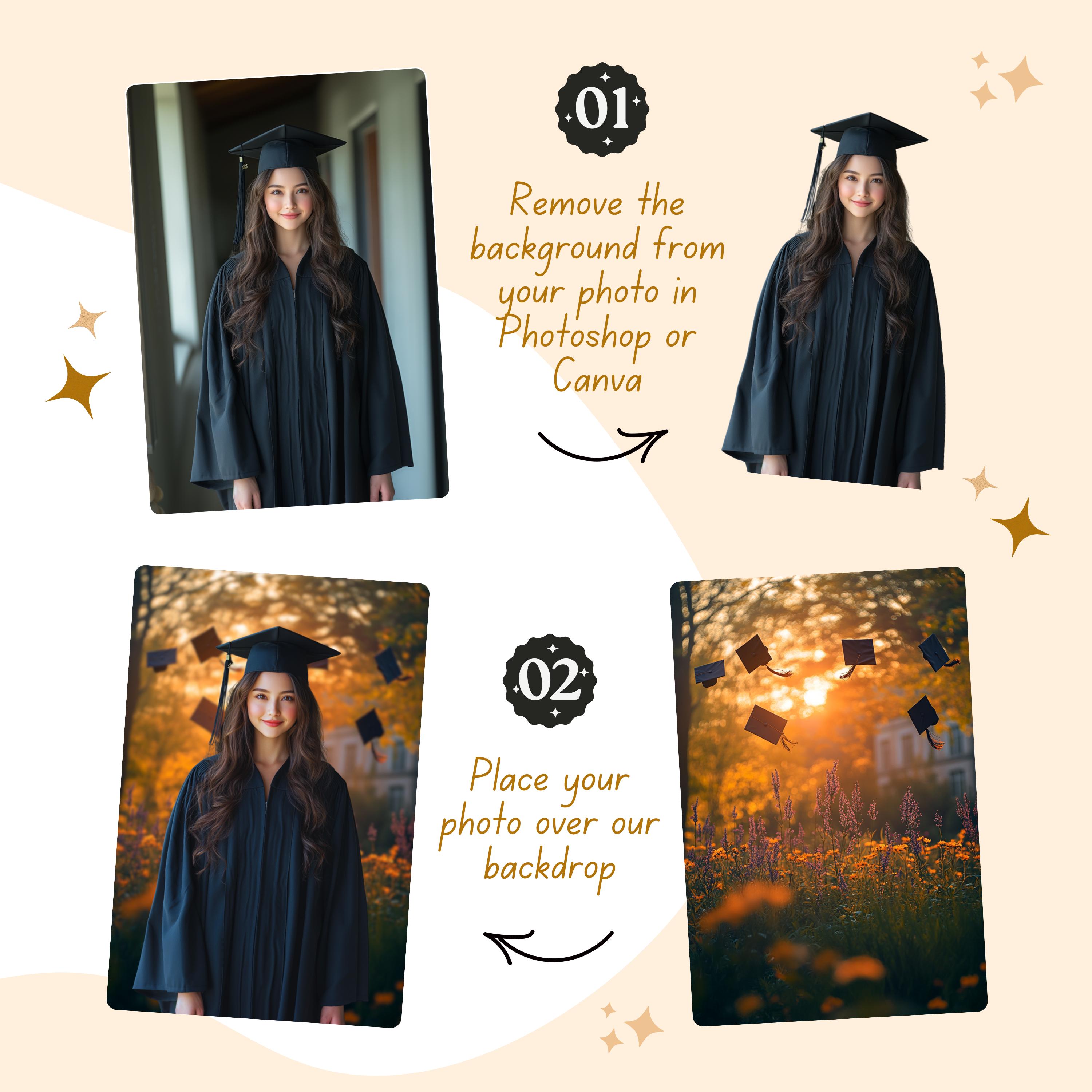 50 Sunset Cap Toss Graduation Party Backdrops: Class of 2026 Photo ...