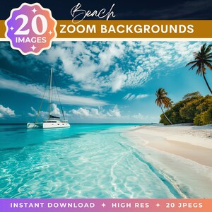 20 Beach Zoom Background, Sunset Beach Background, Beach Wallpaper, Zoom Virtual Backdrop, Cool Zoom Background, Video Call Backgrounds