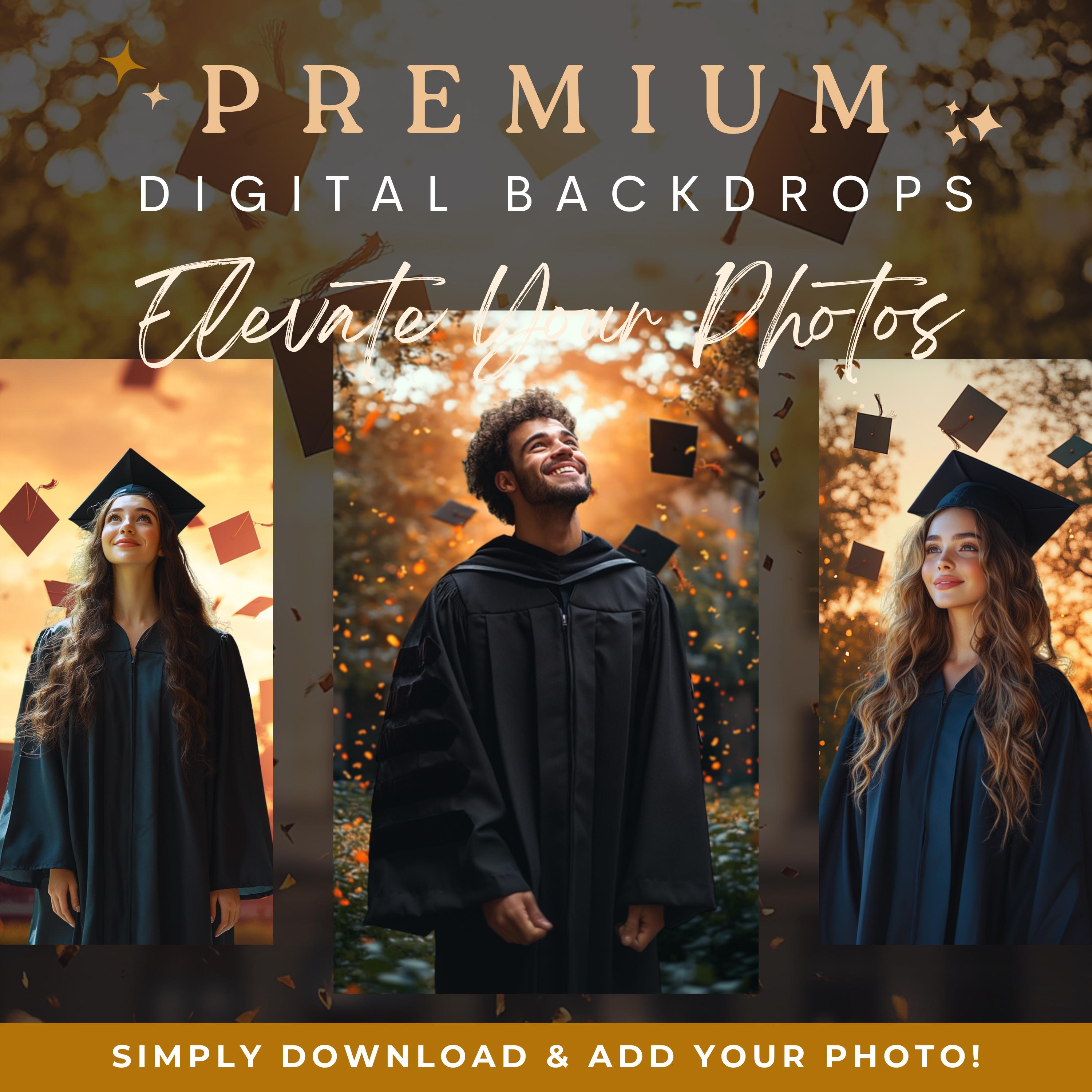 Senior 2026 Sunset Graduation Backgrounds: 50 Cap Toss Digital ...