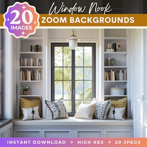 20 Bookshelves Background, Professional Zoom Background, Zoom Virtual Backdrop, Video Call Backgrounds, Office Background for Zoom Call