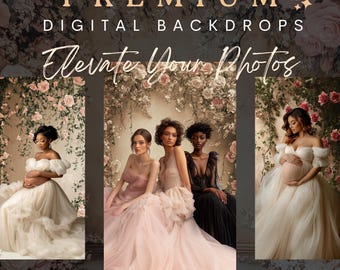 50 Glamour Shots Backdrops - Studio Background Foto Studio | Beige Floral Wall Studio Photo Backgrounds, Digital Photo Studio Backdrop Pack