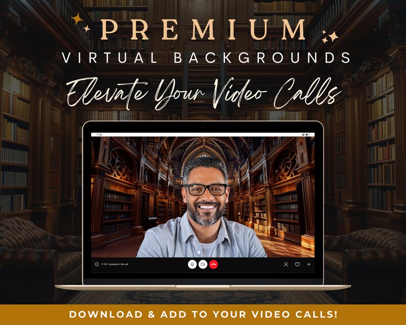 Old Library Zoom Backgrounds: Professional Virtual Meeting Backdrop ...