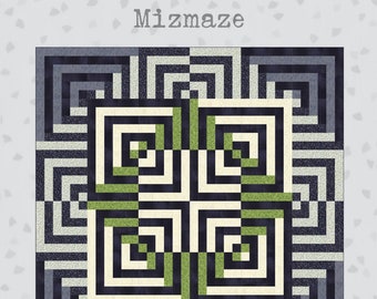 Mizmaze-Quilt Anleitung - PDF Download - Ein wunderbares geometrisches Design, erstellt mit einer sorgfältigen Farbplatzierung und traditionellen Patchworkblöcken