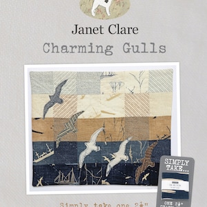 May include: A pattern for a charming wall hanging featuring seagulls and boats. The finished size is 11 1/2 inches by 9 1/2 inches. The pattern requires one 2 1/2 inch charm pack.
