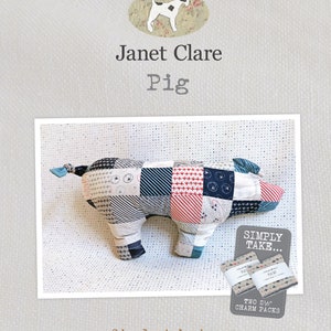 Pig Pattern - Create your own cute little patchwork piggy with this lovely design from Janet Clare using 2 Mini Charm packs