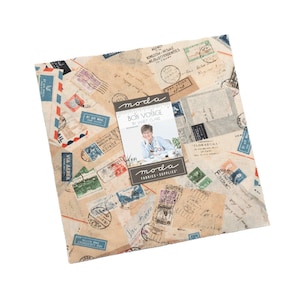 10" Layer Cake - ''Bon Voyage' par Janet Clare pour Moda - comprend 42 morceaux de tissu carré de 10 pouces