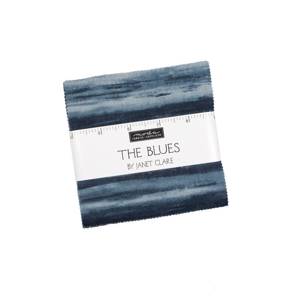 5" Charm Square Pack  - ‘The Blues' by Janet Clare for Moda - includes 42 pieces of 5 inch square fabric