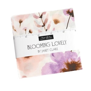 5&quot; Charm Pack -  &#39;Blooming Lovely &#39; by Janet Clare for Moda - includes 42 pieces of 5  inch square fabric