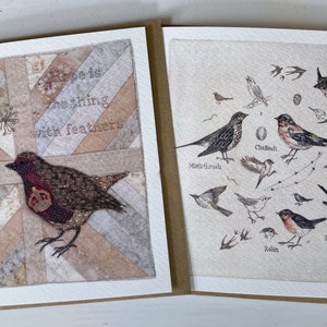 Grußkarte Multipack - ein wunderschönes Set von 4 Karten mit Zeichnungen und original textiler Kunst von Janet Clare