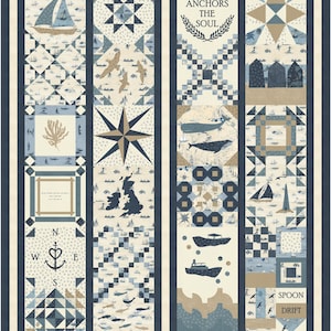 Stoff für 'Spoondrift' - Die gesamten 'Longshire' Stoffe die ich benötige um das Top zusammenzusetzen und meinen 'Spoondrift' Sampler Quilt zu binden.