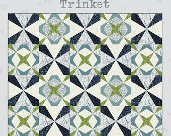 Trinket  - Quilt Pattern - A stunning design using foundation piecing in two colourways with  fabric from my 'Collage' Moda Collection