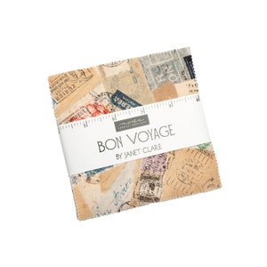 5" Charm Squares -  'Bon Voyage'  by Janet Clare for Moda - includes 42 pieces of 5 inch square fabric