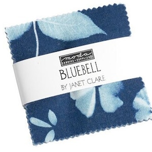 2.5&quot; Mini Charm Squares -  &#39;Bluebell&#39;  by Janet Clare for Moda - includes 42 pieces of 2.5 inch square fabric