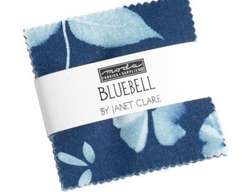 2.5" Mini Charm Squares -  'Bluebell'  by Janet Clare for Moda - includes 42 pieces of 2.5 inch square fabric