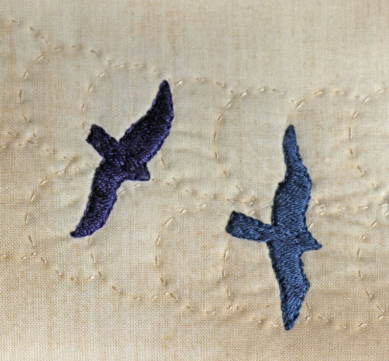 Two beautiful embroidery pictures Moon Cycle and Soaring Gulls with this kit from Janet Clare Sky Embroidery Pictures Kit
