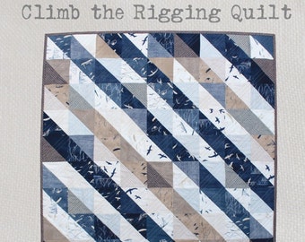 Climb the Rigging Quilt Pattern - A striking nautical themed quilt pattern featuring seaside themed fabrics