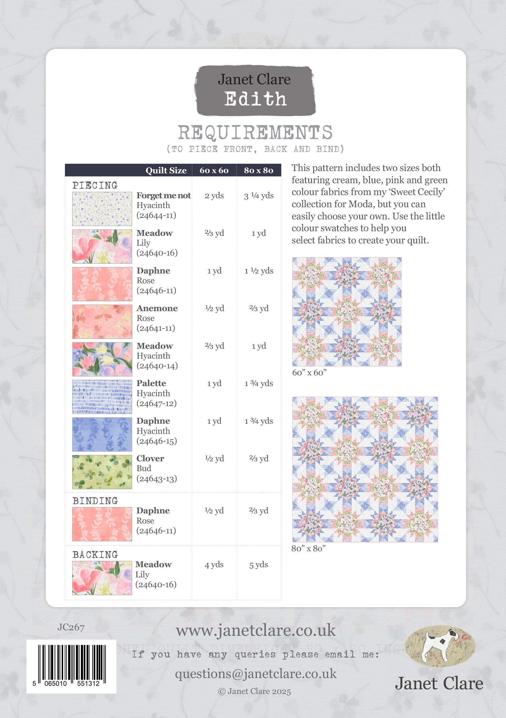 Edith Quilt Pattern - a Beautifully Elegant Geometric Quilt Using Janet ...