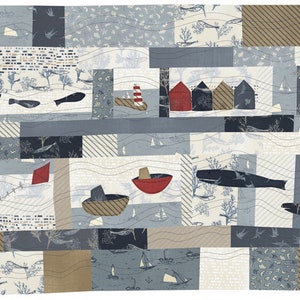 Down Beside the Seaside -  Pattern - A delightful wall hanging featuring seven unqiue appliqué blocks evoking blustery visits to the coast