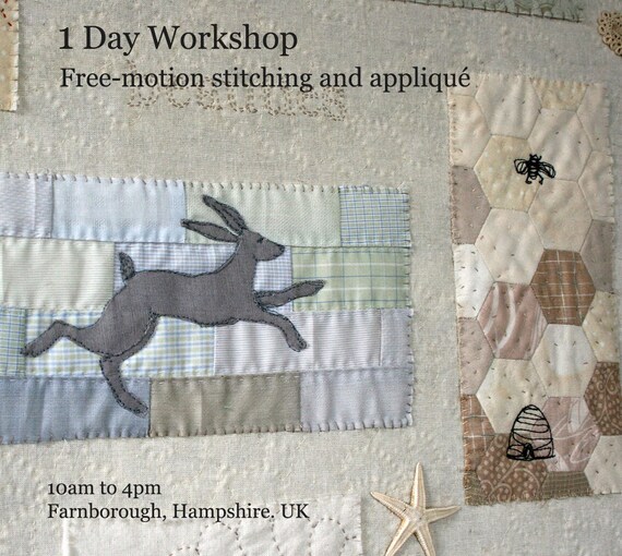 1 Day Workshop. 14-Feb-26   Free-motion Stitching and Appliqué.   Learn to sketch with free-motion stitching and transform your appliqué!
