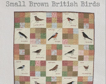 Small Brown British Birds - PDF Download - A lovely, quirky appliqué quilt featuring my favourite small British birds.