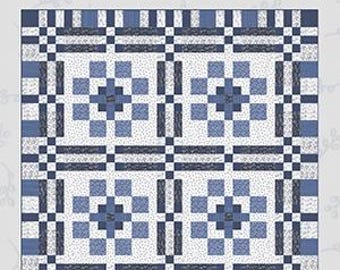 Victoria Quilt Pattern -PDF- An entrancing quilt  using three tones of patterned fabrics from Janet Clare's 'Larking' Moda fabric collection