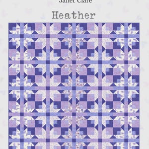 Heather Quilt Pattern PDF Download - use a simple block in Janet Clare's 'Delphinium' fabrics to create a quilt with  secondary patterns.