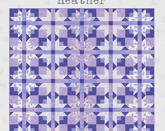 Heather Quilt Pattern PDF Download - use a simple block in Janet Clare's 'Delphinium' fabrics to create a quilt with  secondary patterns.