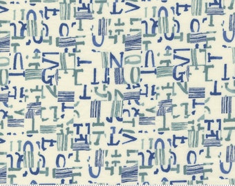Pick 'n' Mix > Parchment -Sky  (16952-13) from Janet Clare's 'Collage' Moda fabric collection