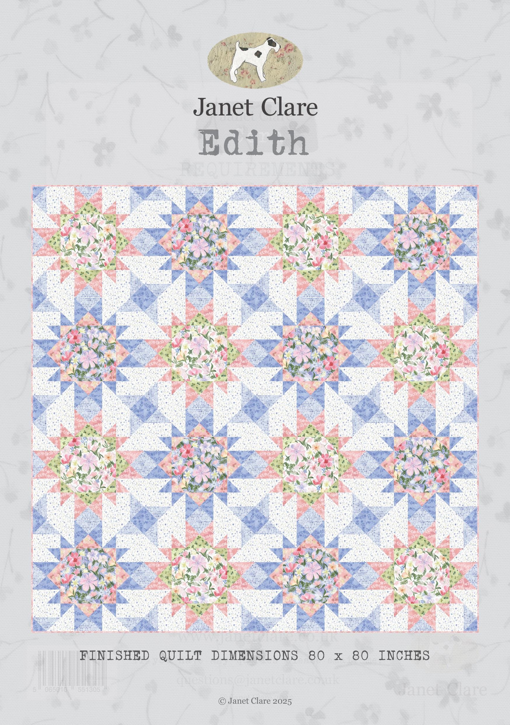Edith Quilt Pattern - a Beautifully Elegant Geometric Quilt Using Janet ...