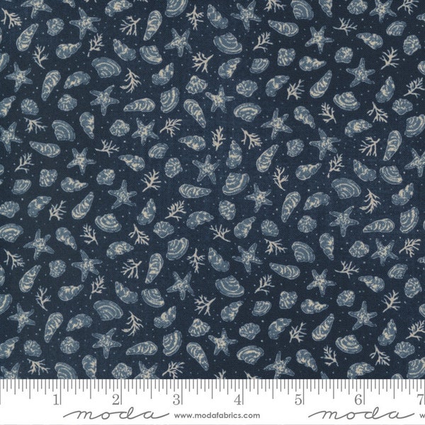 Shells > Dark Ocean  (16931-12) from Janet Clare's 'To the Sea' Moda fabric collection
