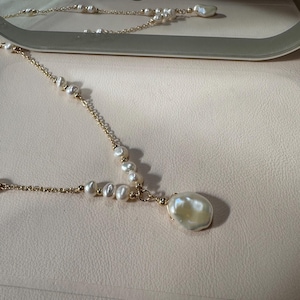 baroque pearl pendant necklace in 14k gold filled, minimalist baroque pearl necklace, gift for women, valentine&#39;s day gift