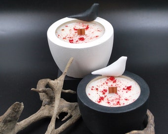 Cement Bird Candle - Vanilla Waffle Cone Scented Candle | Gothic Candle | Farmhouse Candle |  Bird Lover Candle | Bird Gift
