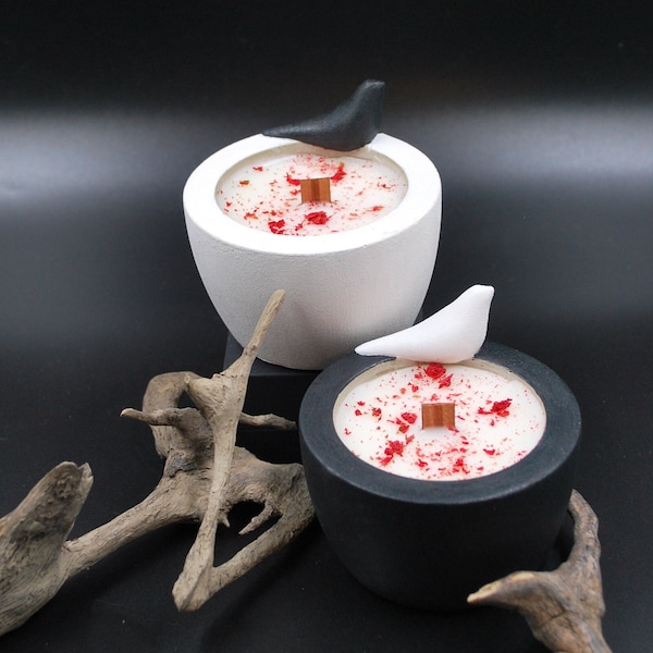 Cement Bird Candle - Vanilla Waffle Cone Scented Candle | Gothic Candle | Farmhouse Candle |  Bird Lover Candle | Bird Gift