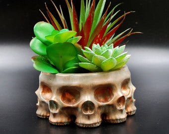 Multi Face Skull Planter - Gotische plantenbak | Schedel succulente plantenbak | Cement schedel plantenbak