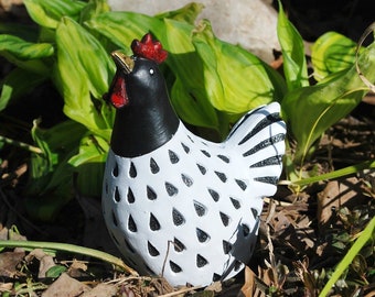 Mini Cement Chicken | Gothic Farmhouse | Outdoor Chicken |  Indoor Outdoor Chicken Art | Gothic Hen Chicken