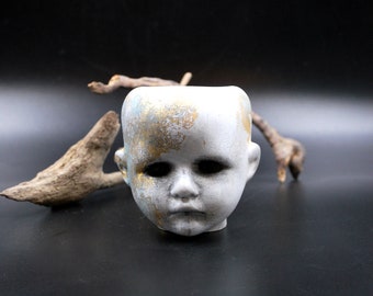 Doll Head Votive | Candle Holder | For One Creepy Doll Head |  Mini  Succulent Planter |  Gothic Doll  | Dark Academia