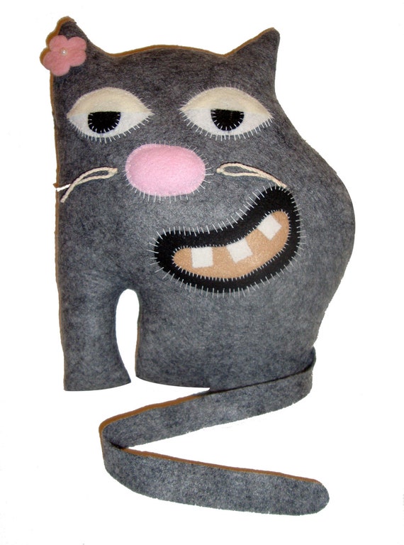 grey stuffed cat