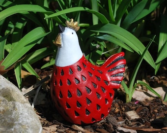 Mini Cement Chicken | Gothic Farmhouse | Outdoor Chicken |  Indoor Outdoor Chicken Art | Gothic Hen Chicken