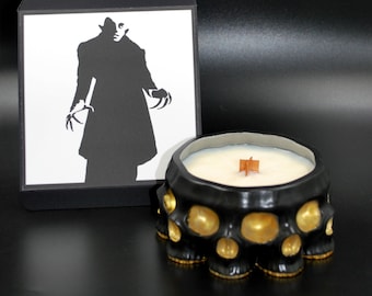 Nosferatu - Vampire Cement Skull Candle | Dracula Candle | 7 oz Candle | Vegan Friendly Candle | Horror Candle | Gothic Soy Candle