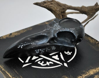 Crow Raven Candle Holder | Gothic Farmhouse |  Creepy Art |Gothic Art | Cement Crow Raven Skull | Votive Candle Holder