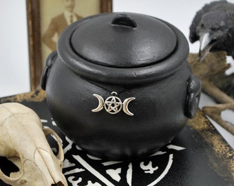 Cauldron Decor | Gothic Farmhouse |  Witch Cauldron | Gothic Art | Cement Cauldron | Wiccan | Mother Maiden Crone | Wiccan Art