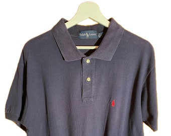 Vintage Poloshirt kurzarm Ralph Lauren dunkelblau Gr. L