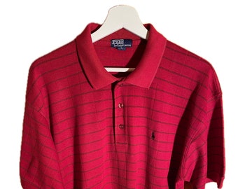 Vintage Ralph Lauren Poloshirt kurzarm rot Gr. XL