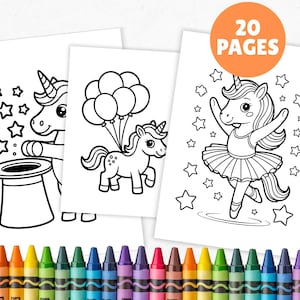 Unicorn Coloring Pages for Kids – 20 Fantasy PDF Printables (Instant Download)