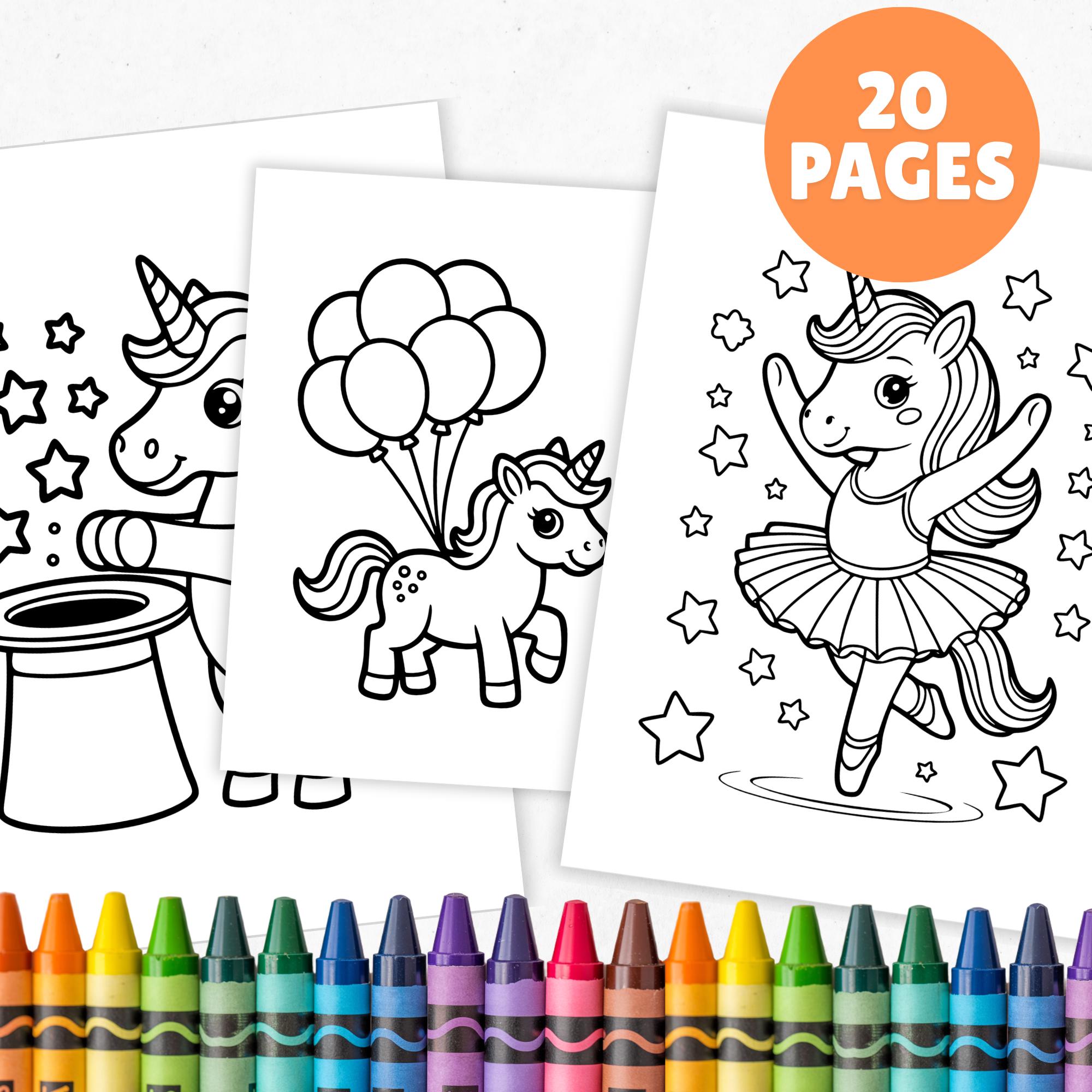 Unicorn Coloring Pages for Kids – 20 Fantasy PDF Printables (instant ...