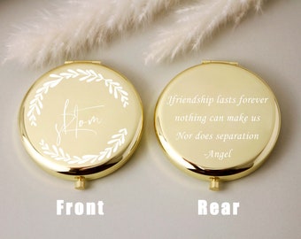 Miroir compact personnalisé, cadeaux pour demande de demoiselle d'honneur et anniversaire d'une meilleure amie, cadeau personnalisé pour femme, miroir de poche fleur de naissance pour elle