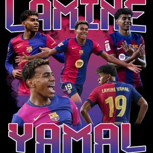 Láminas PNG, Yamal PNG/ Diseño de Barcelona PNG/ Diseño digital/ Diseño de camisetas de fútbol/ Póster/ Diseño de camisetas